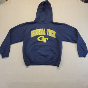 Georgia Tech Hoodie Men GT Logo Navy Gildan Heavy Blend Med Pullover Sweatshirt